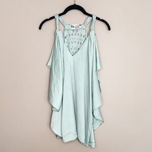 Racerback Tank with Eyelet Back Detail | Light Sage | Size Medium